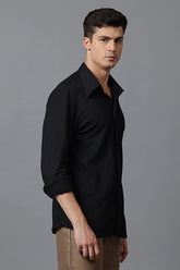 Men’s Black Textured High Collar Shirt